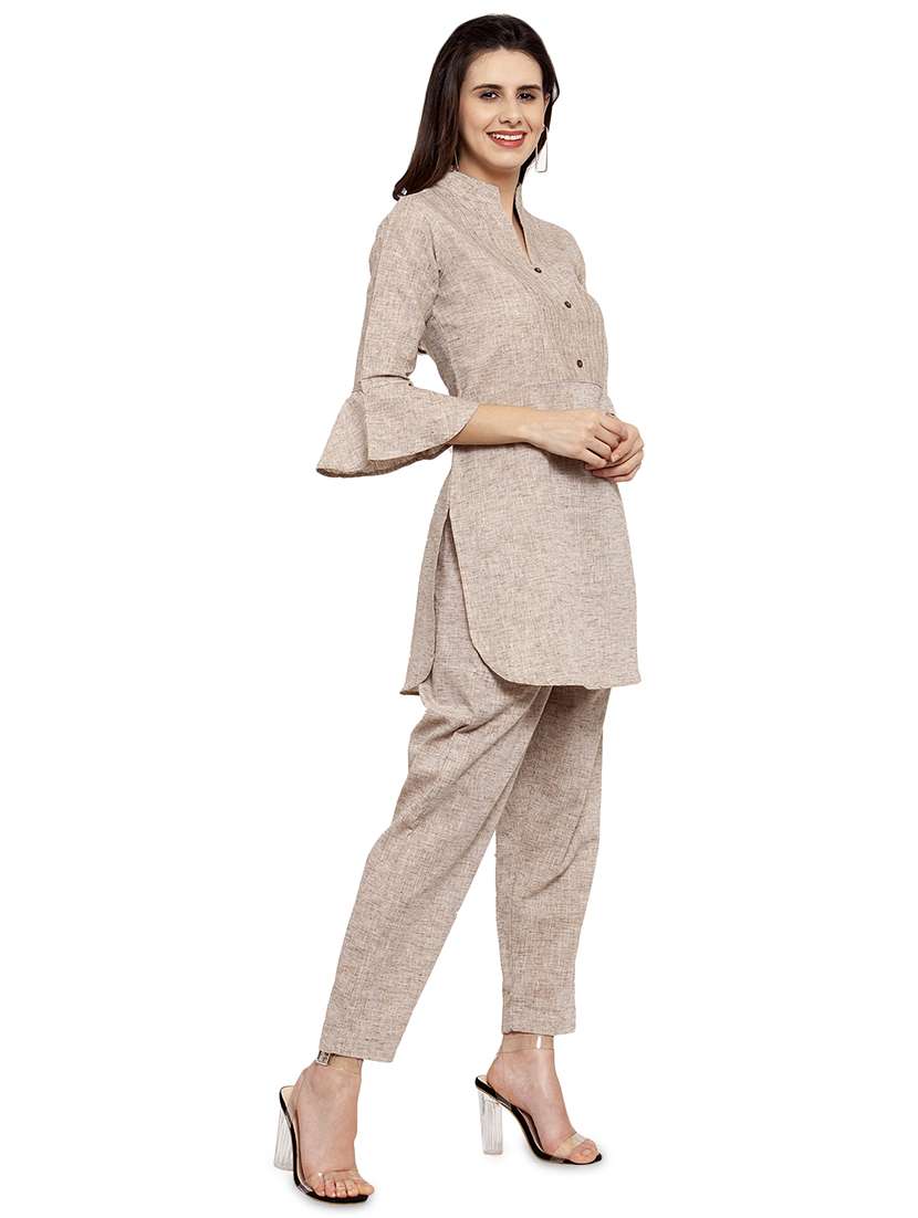 women solid bell sleeve ethnic co-ord set - 17062098 -  Standard Image - 1