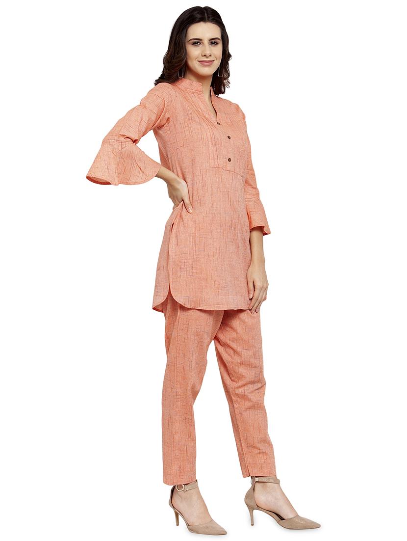 women solid bell sleeve ethnic co ord set - 17062100 -  Standard Image - 1