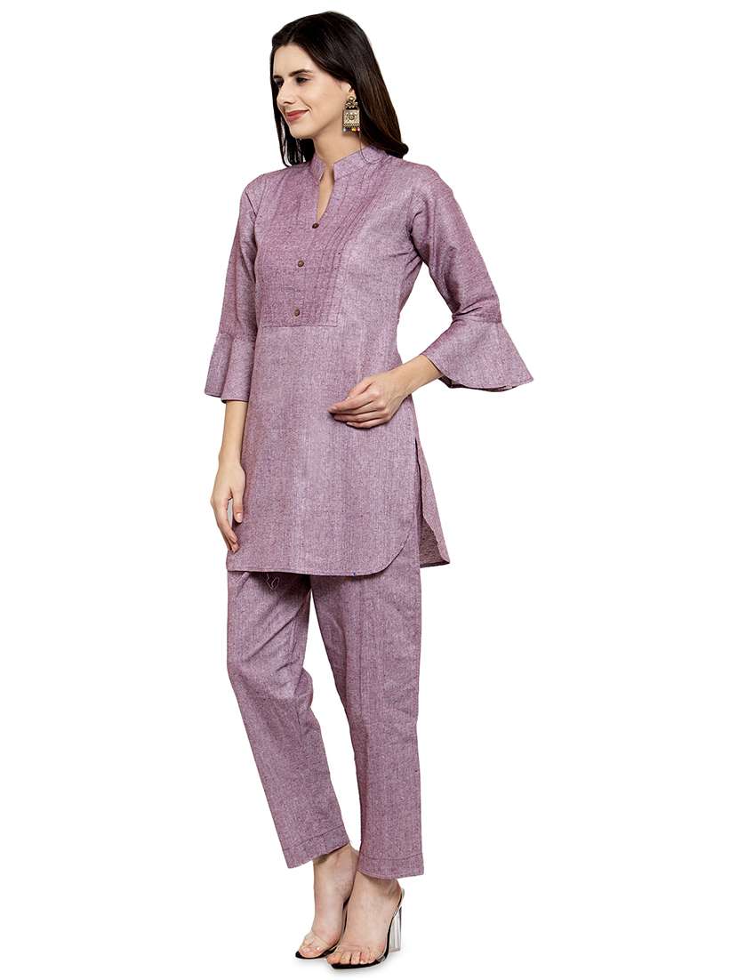 women solid bell sleeve ethnic co-ord set - 17062108 -  Standard Image - 1