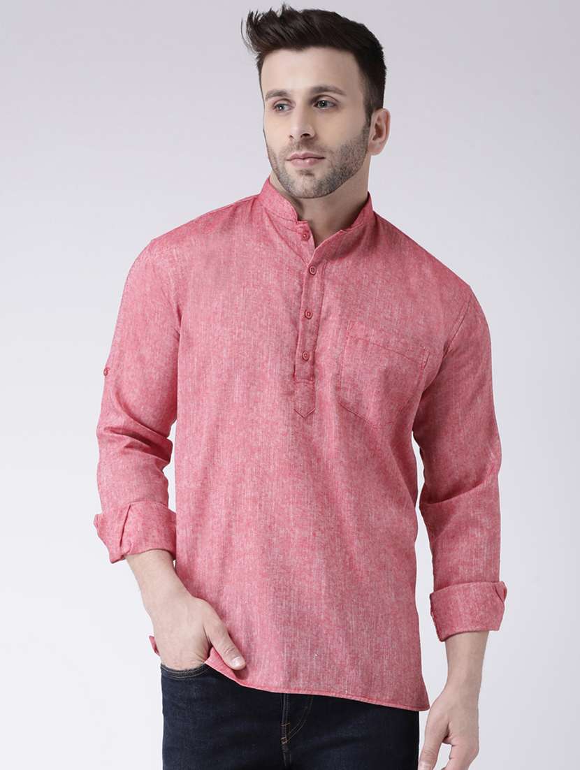 pink solid short kurta