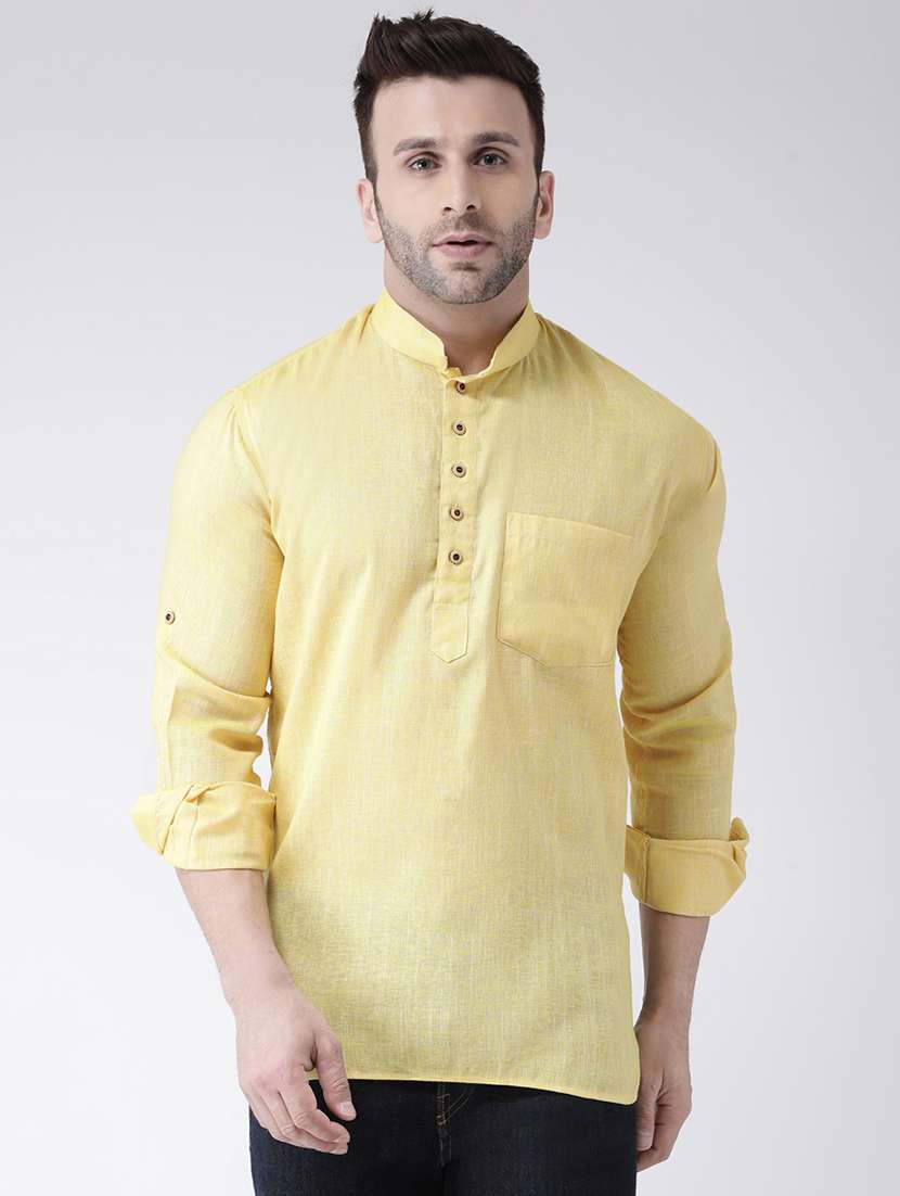 yellow solid short kurta