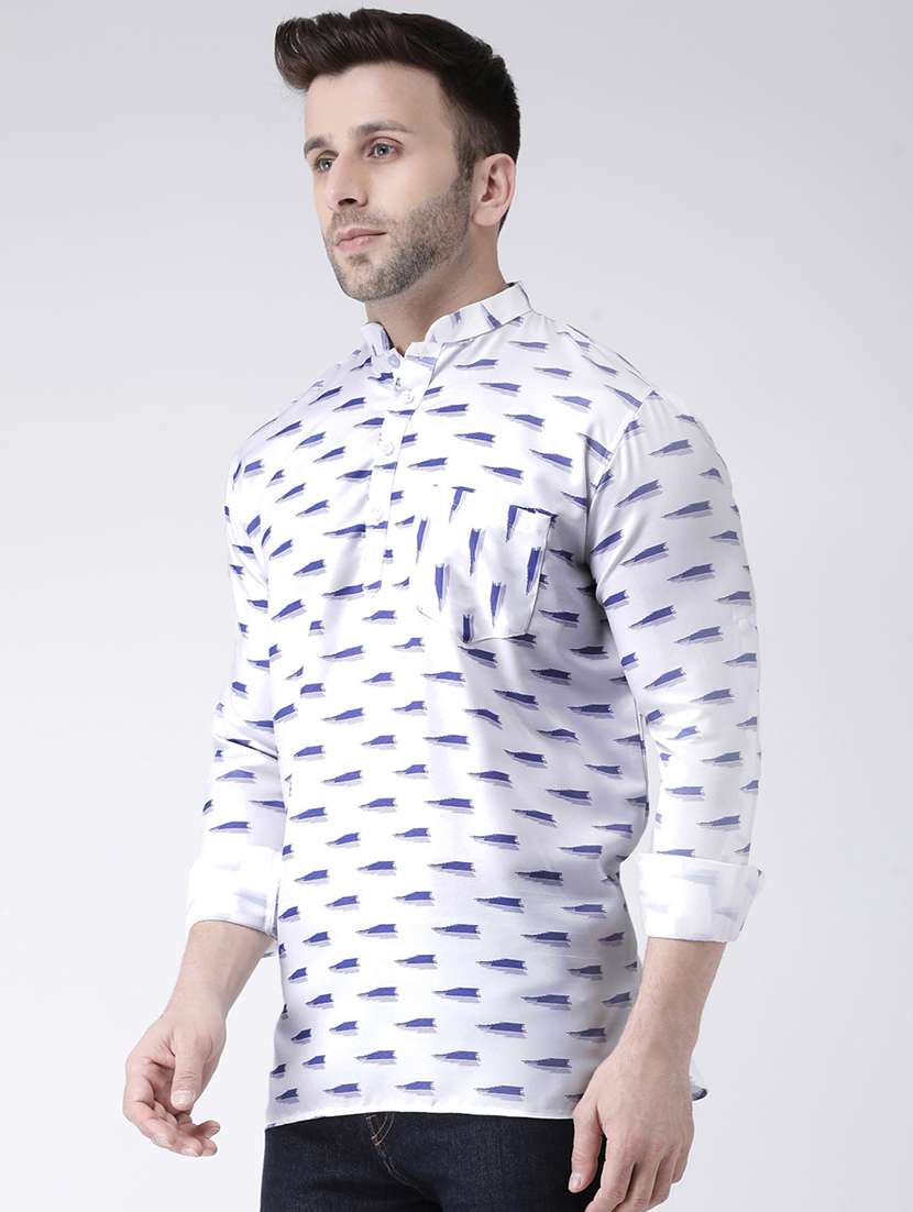 White Printed Short Kurta