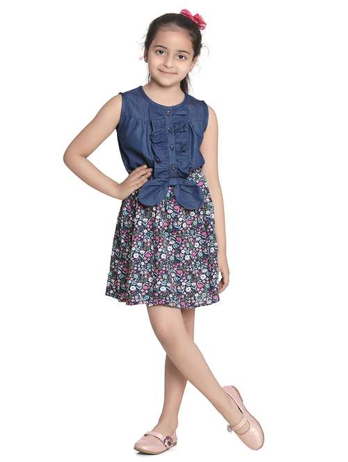 girls round neck sleeveless frock