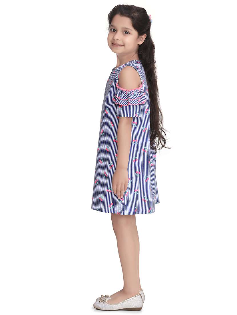 girls round neck cold shoulder frock - 17063864 -  Standard Image - 1