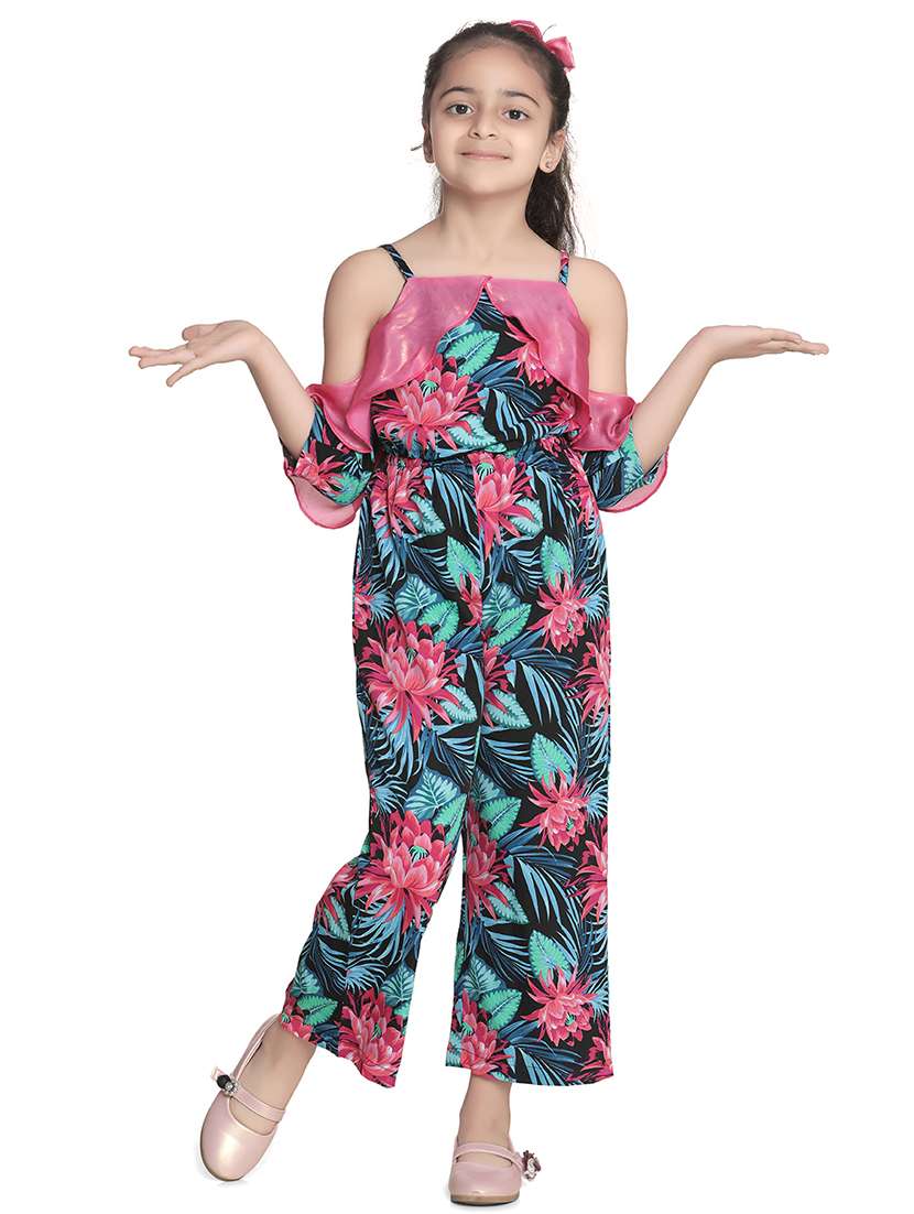 pink polycrepe full length jumpsuit twin sets & jump suit