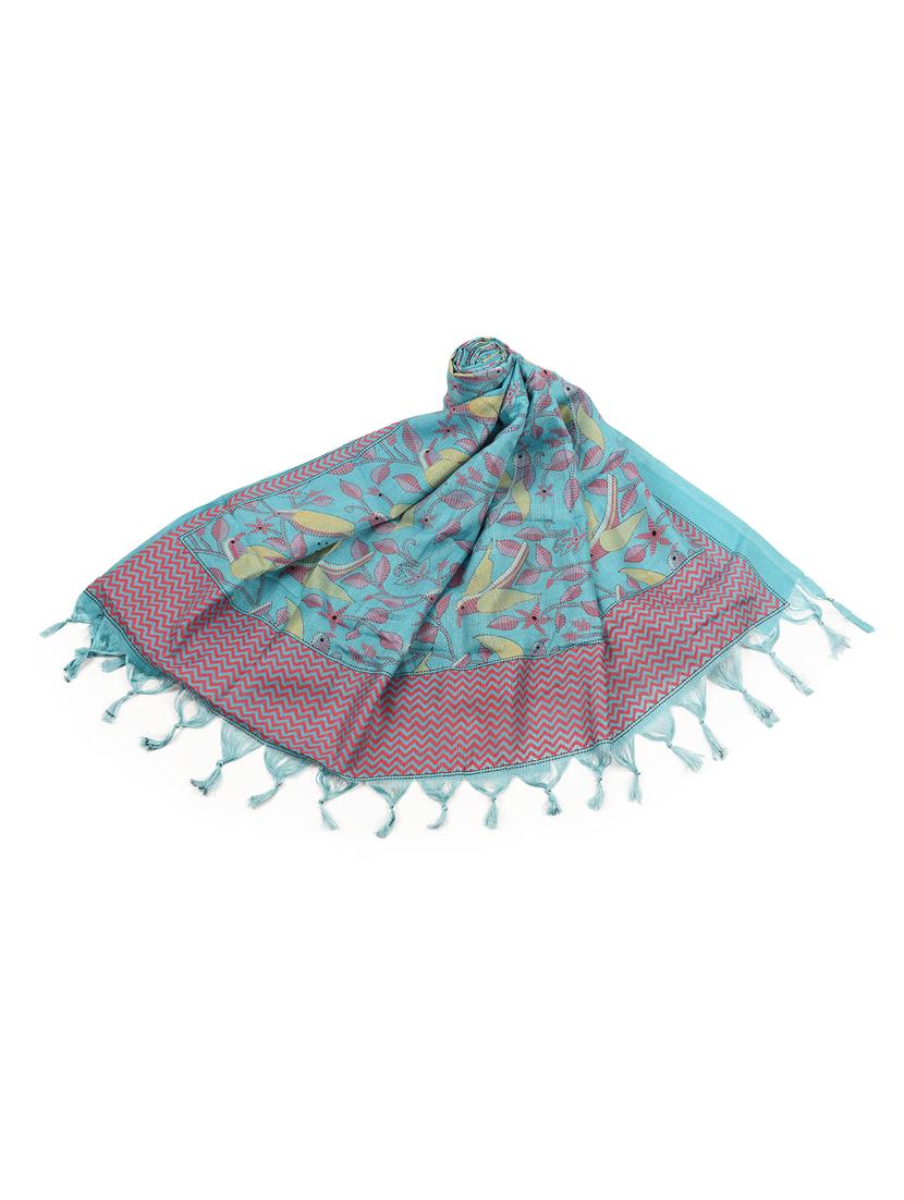 turquoise art silk dupatta - 17063992 - Standard Image - 1