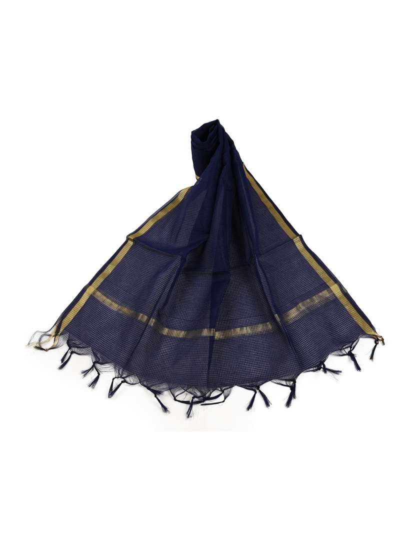 navy chanderi dupatta - 17064015 -  Standard Image - 1