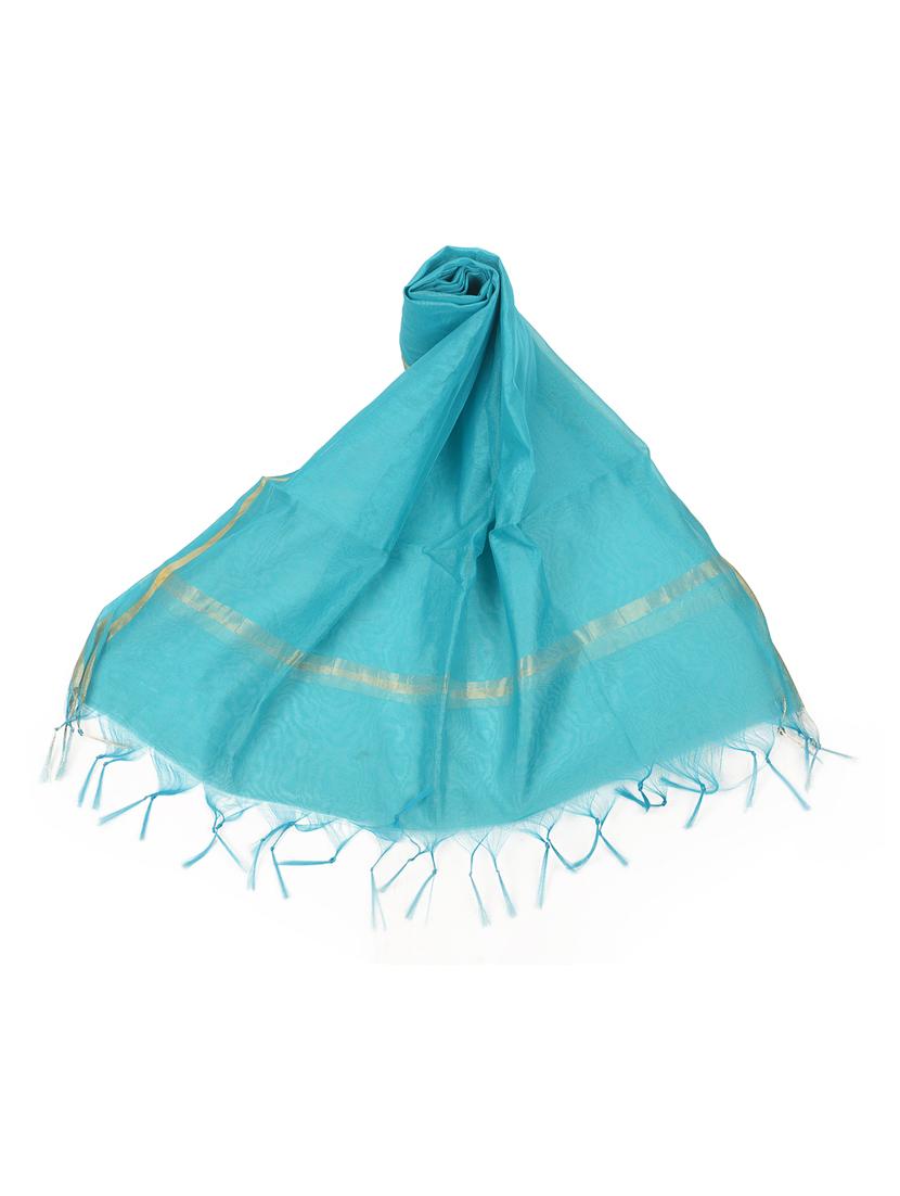 turquoise chanderi dupatta - 17064019 - Standard Image - 1