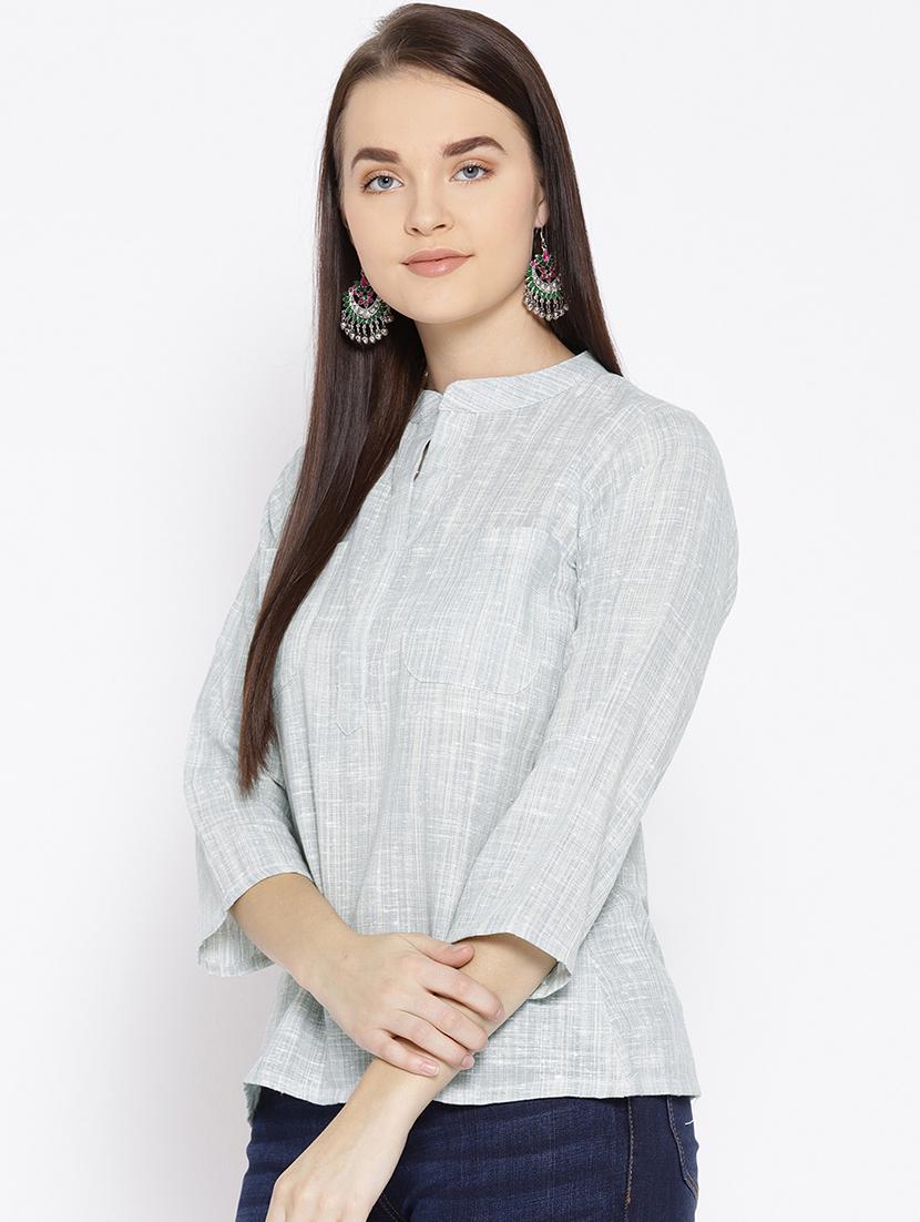 mandarin neck self tunic - 17064396 - Standard Image - 1