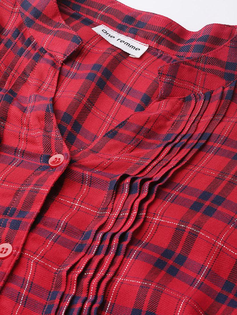 three quarter sleeves checks tunic - 17066341 - Standard Image - 4