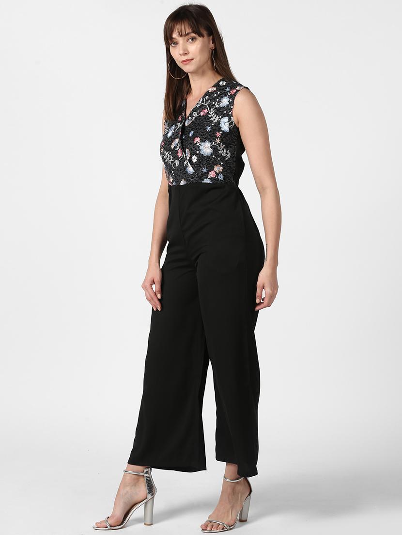 embroidered bodice full leg jumpsuit - 17067547 - Standard Image - 1