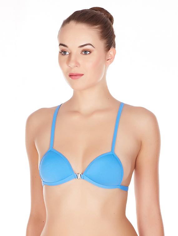 blue  front open solid bra - 17068201 -  Standard Image - 1