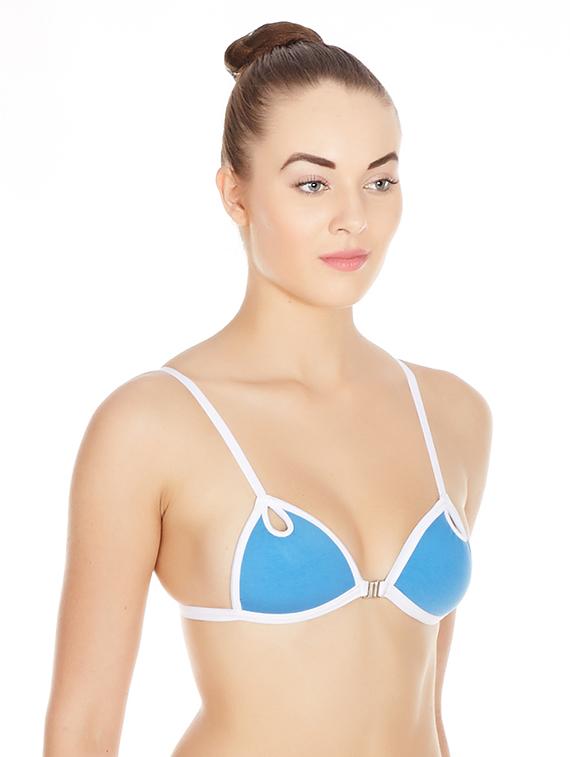 blue front open solid bra - 17068203 -  Standard Image - 1
