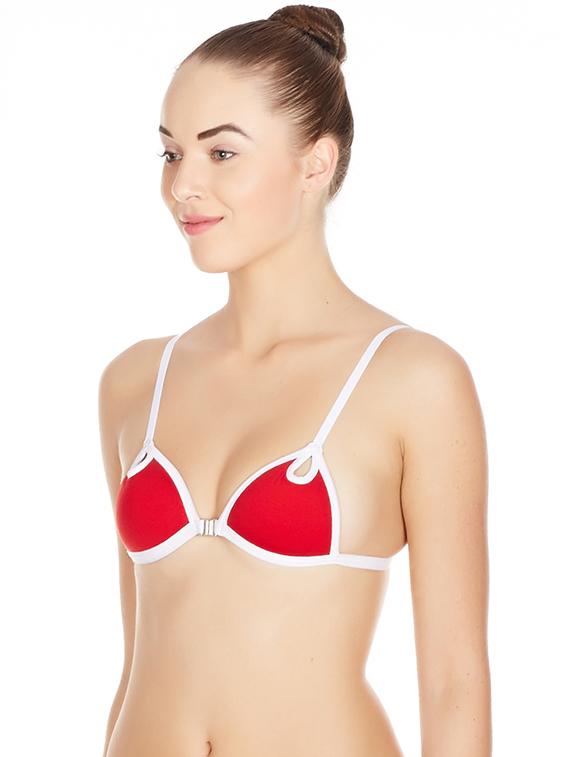 red front open solid bra - 17068205 - Standard Image - 1