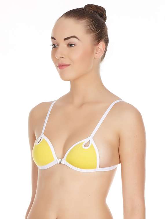 yellow front open solid bra - 17068207 - Standard Image - 1