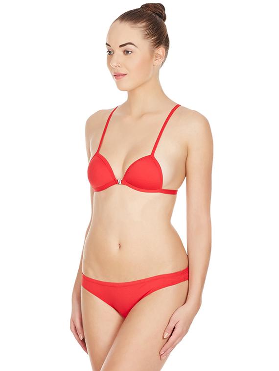 red solid bras and panty set - 17068283 - Standard Image - 1