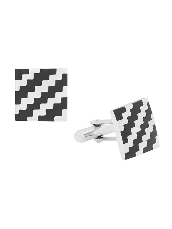 black, silver metal cufflinks