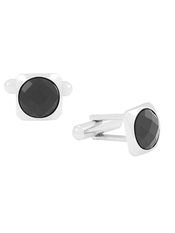 black, silver metal cufflinks