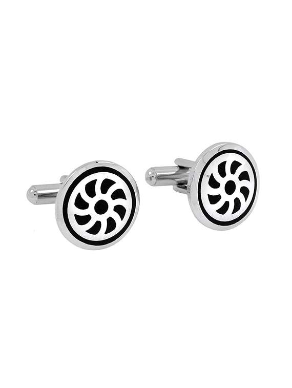 black, silver metal cufflinks