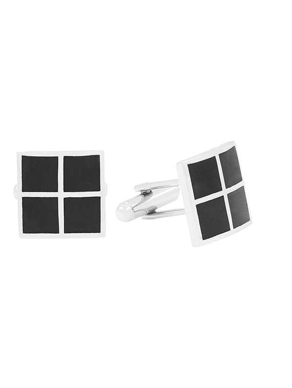 black, silver metal cufflinks