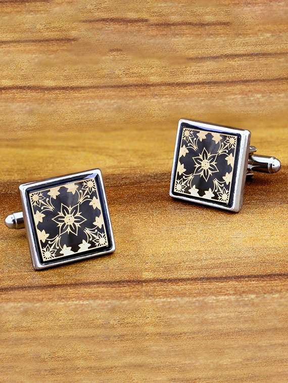 multi-color, silver metal cufflinks