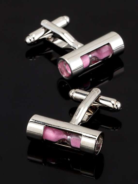 pink, silver metal cufflinks