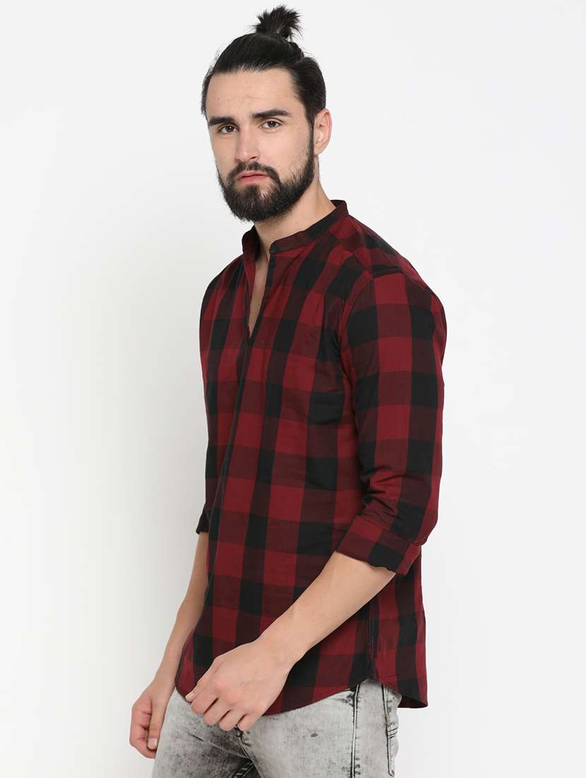 neutral check short kurtas kurta - 17072905 - Standard Image - 1