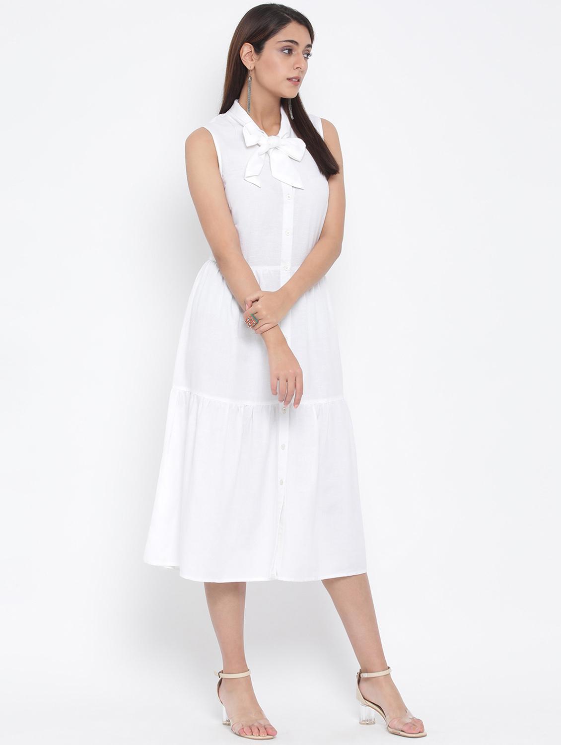 tie up neck button-up a-line dress  - 17074093 -  Standard Image - 1
