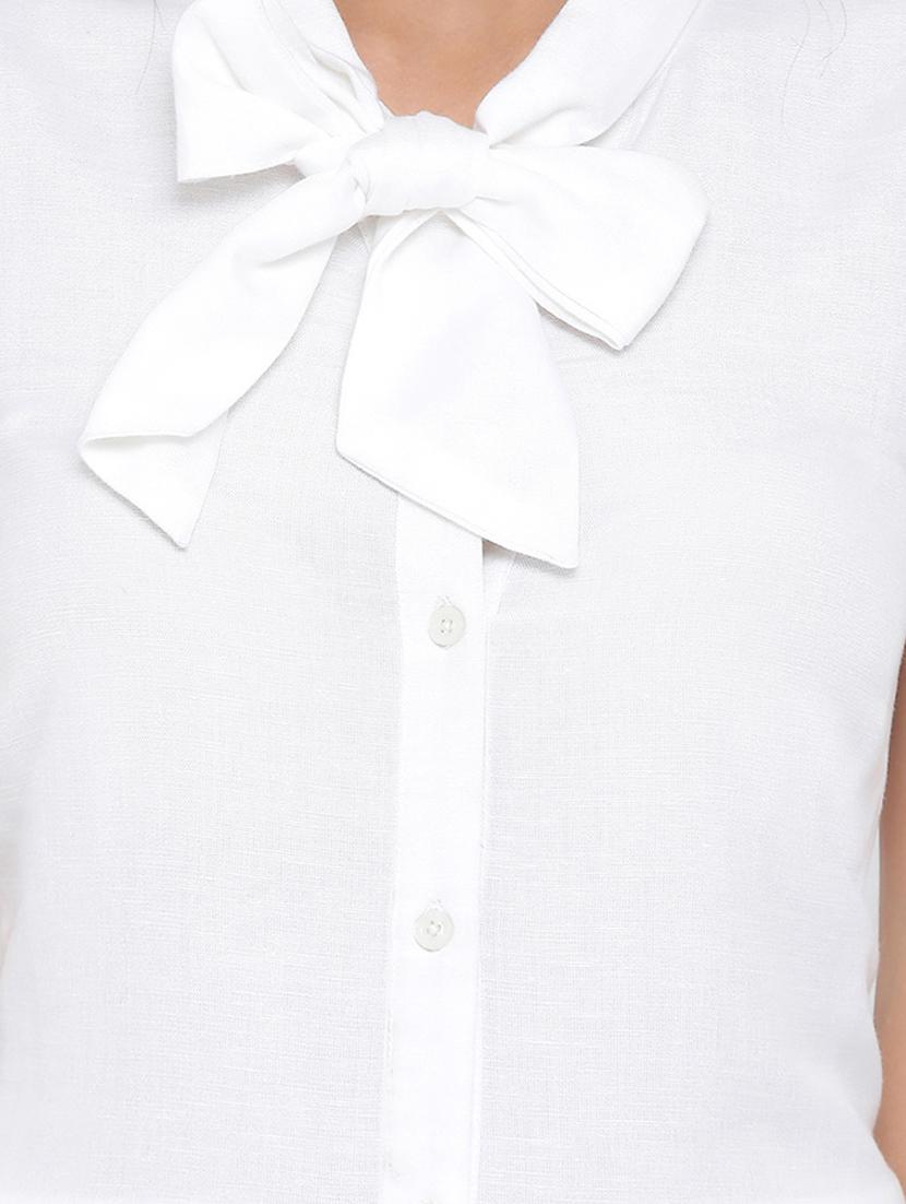 tie up neck button-up a-line dress - 17074093 - Standard Image - 4