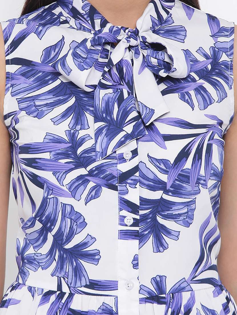 tie up neck tropical print a-line dress  - 17074094 -  Standard Image - 4