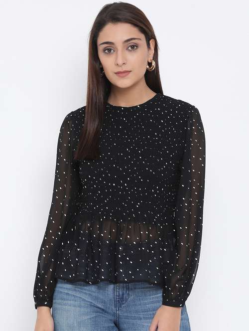 women's peplum crew neck top - 17074105 -  Standard Image - 0