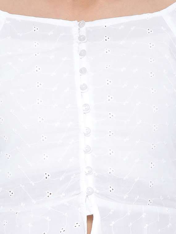 boat neck schiffli peplum top - 17074134 - Standard Image - 4