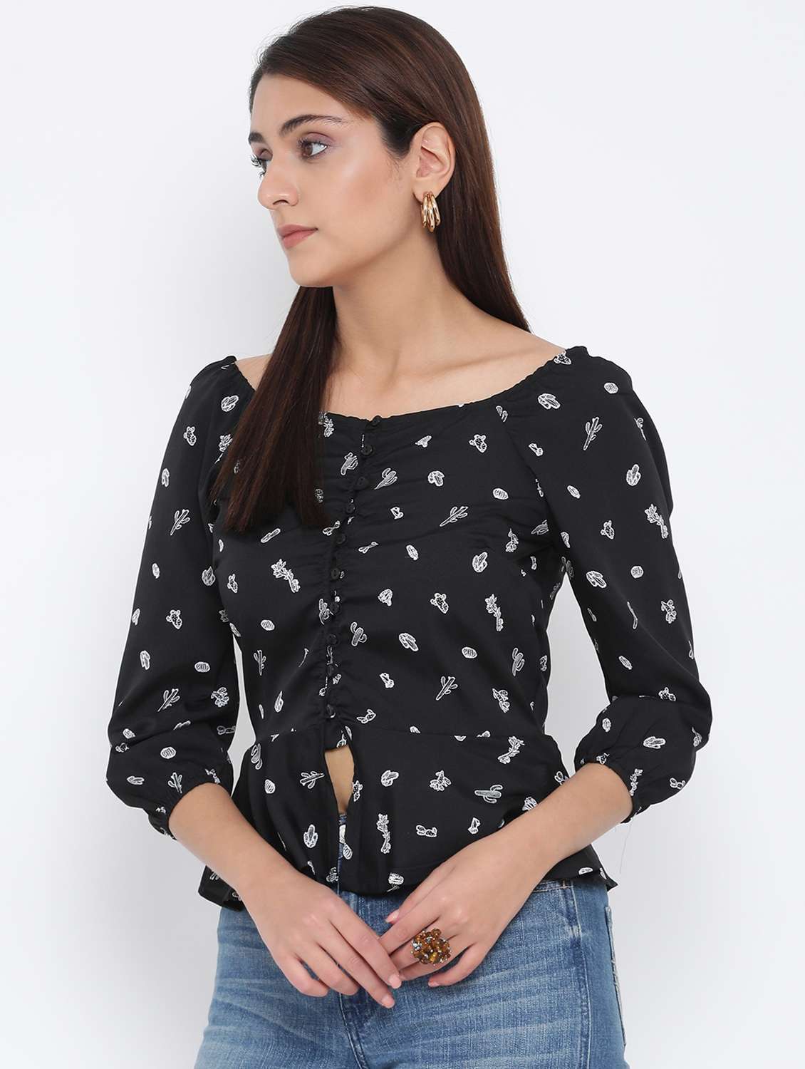 women's peplum boat neck top - 17074136 -  Standard Image - 1