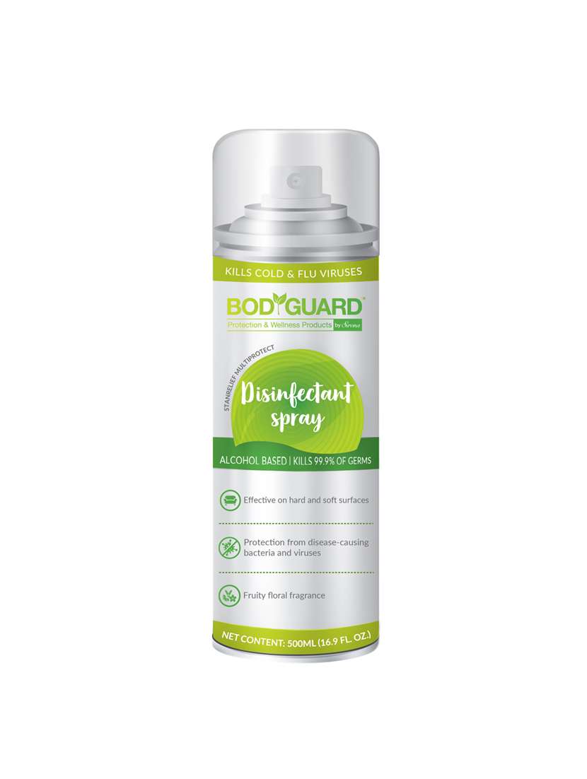 bodyguard multipurpose alcohol based disinfectant spray- 500 ml, kills 99.9% of germs
