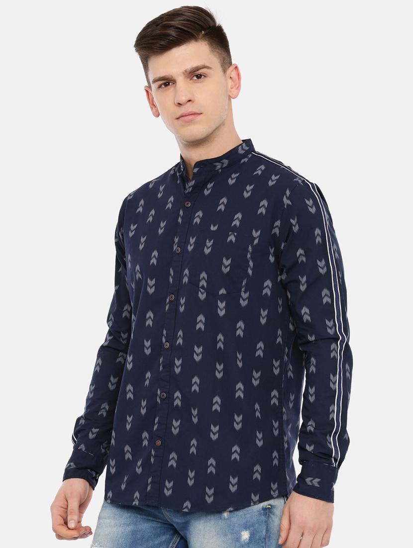 navy blue printed casual shirt - 17076483 - Standard Image - 1