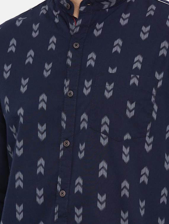 navy blue printed casual shirt - 17076483 - Standard Image - 4
