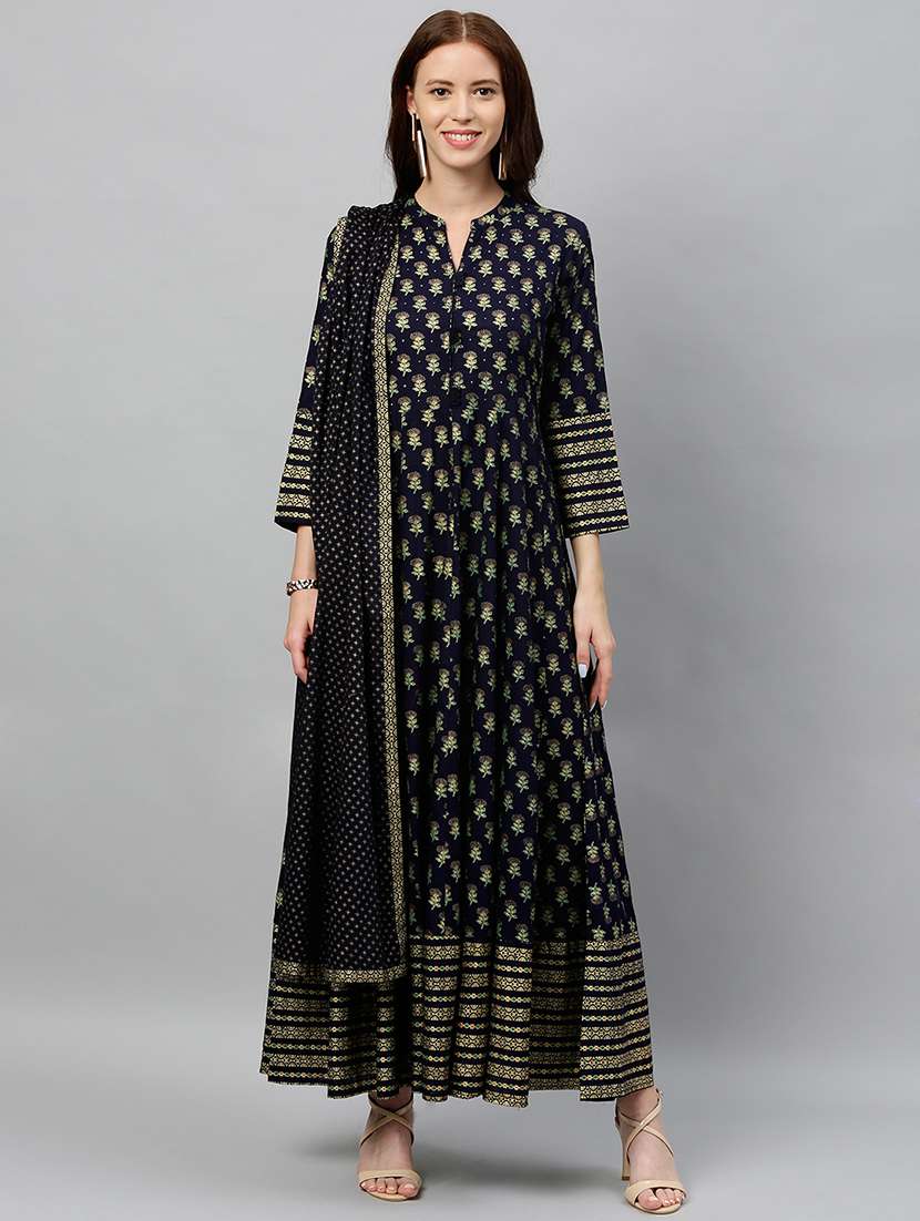 printed kurta dupatta set with dupatta