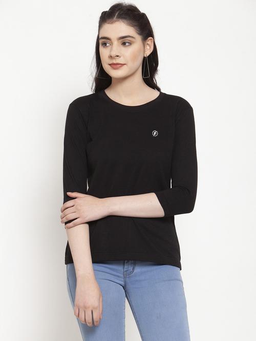 women's placement print round neck t-shirt - 17076903 - Standard Image - 0