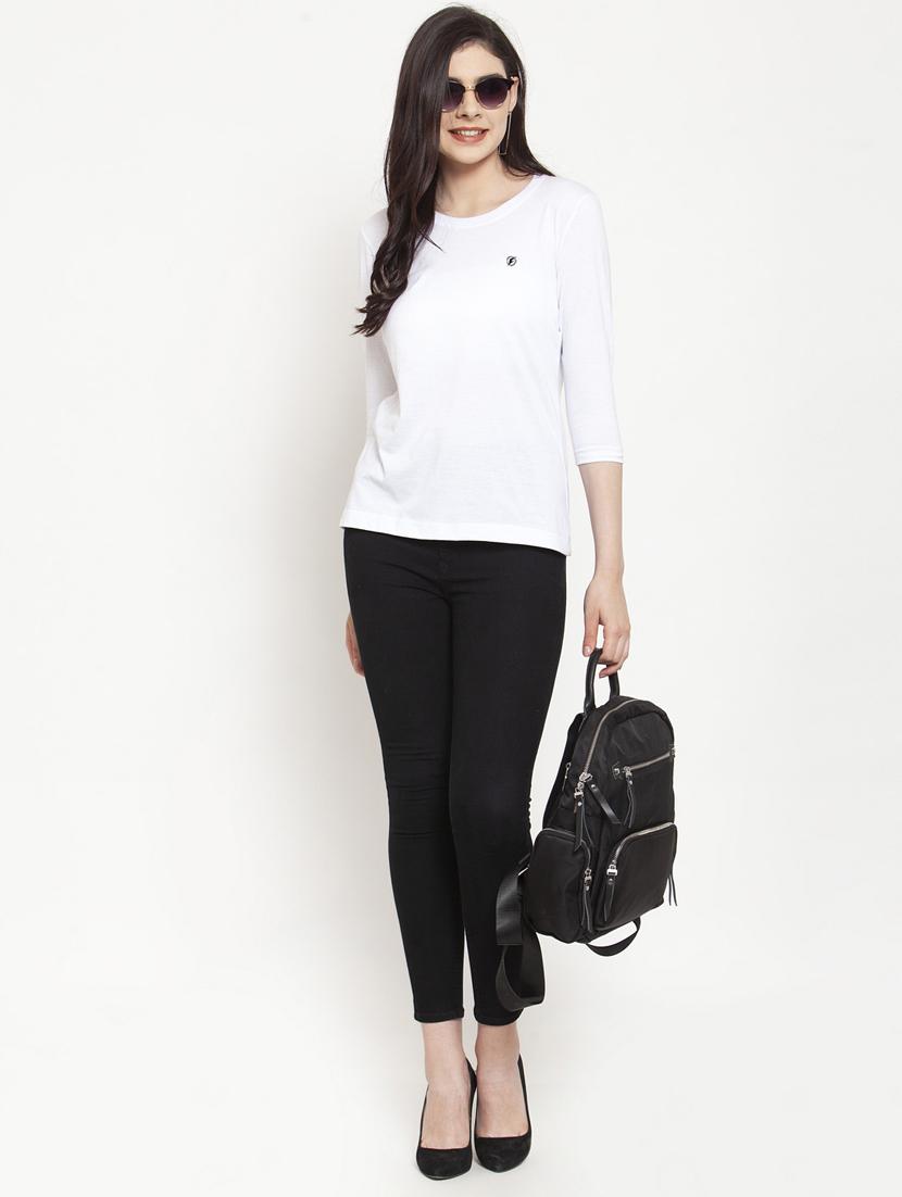 women's plain round neck t-shirt - 17076904 - Standard Image - 4