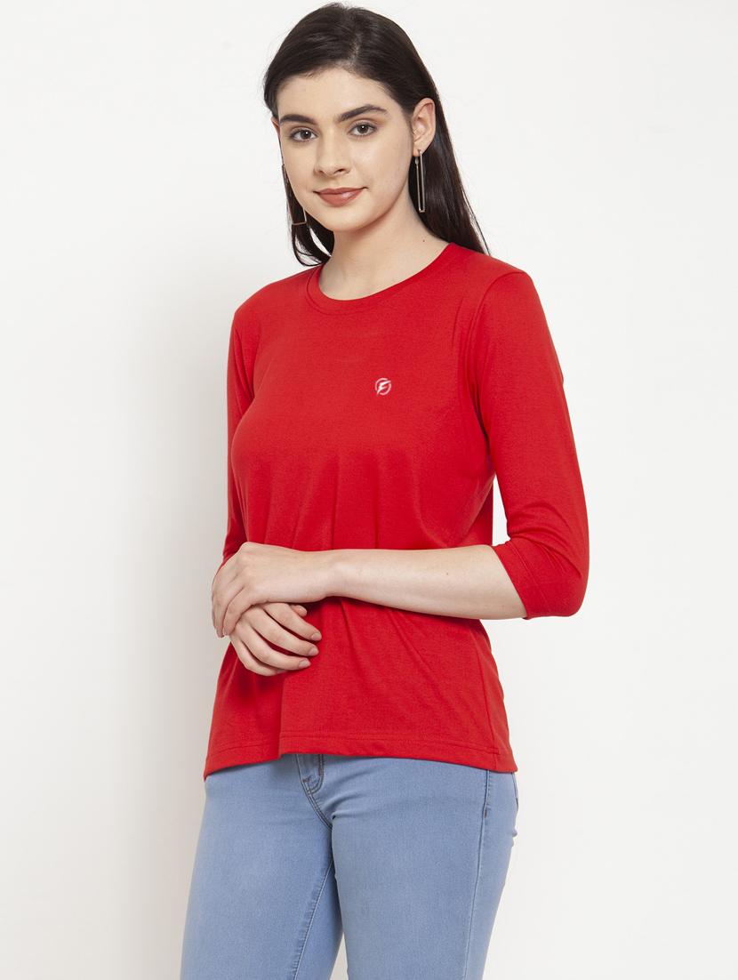 women's plain round neck t-shirt - 17076905 - Standard Image - 1