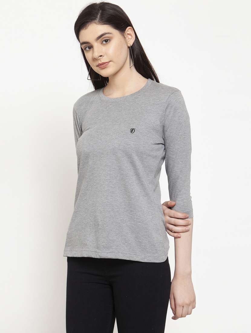 women's plain round neck t-shirt - 17076906 -  Standard Image - 1