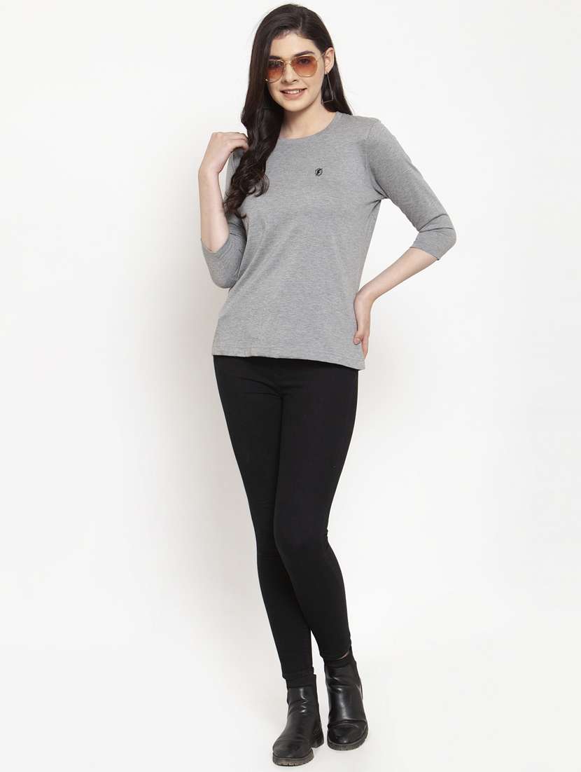 women's plain round neck t-shirt - 17076906 -  Standard Image - 4