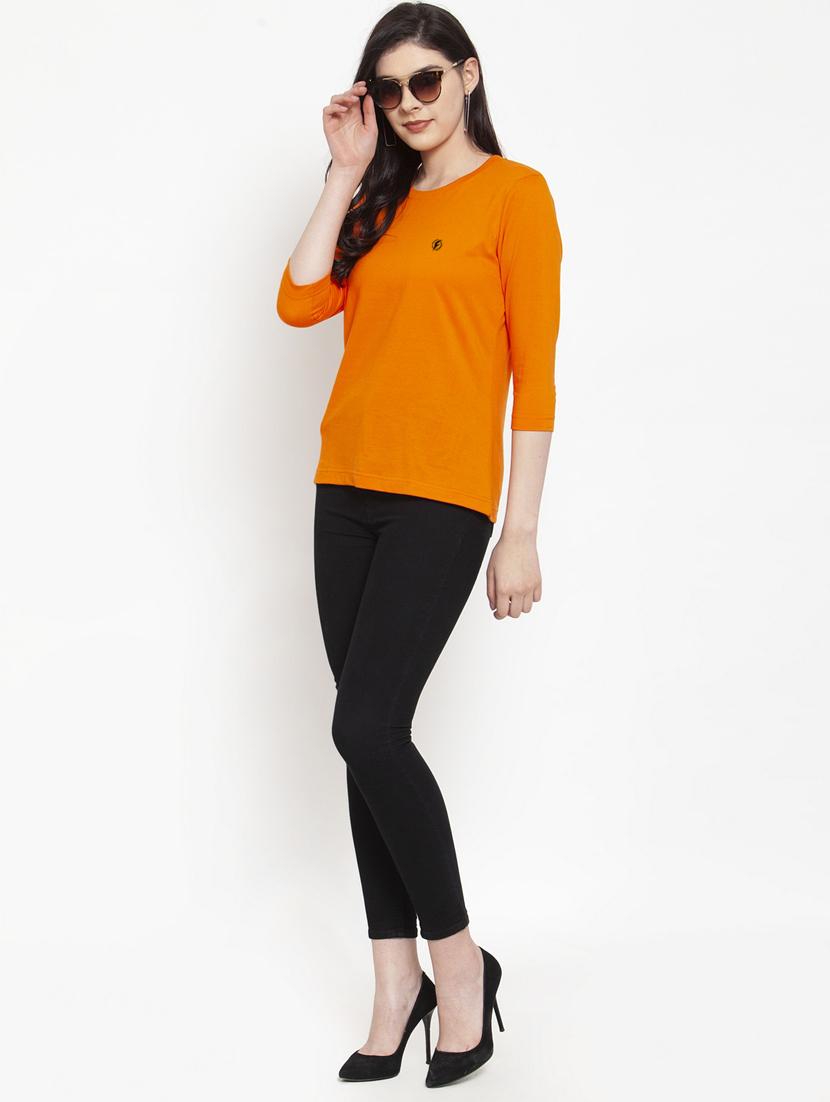 women's plain round neck t-shirt - 17076908 - Standard Image - 4