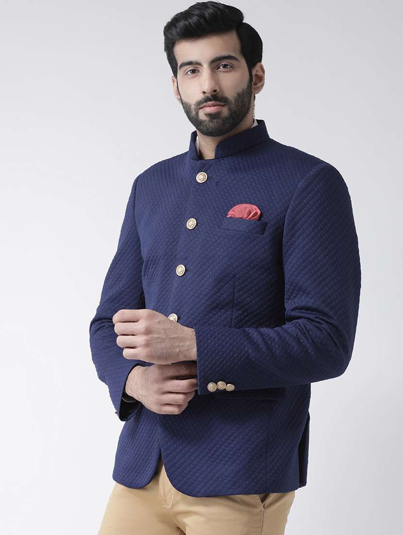 men blue long sleeve velvet blazer - 17078262 -  Standard Image - 1