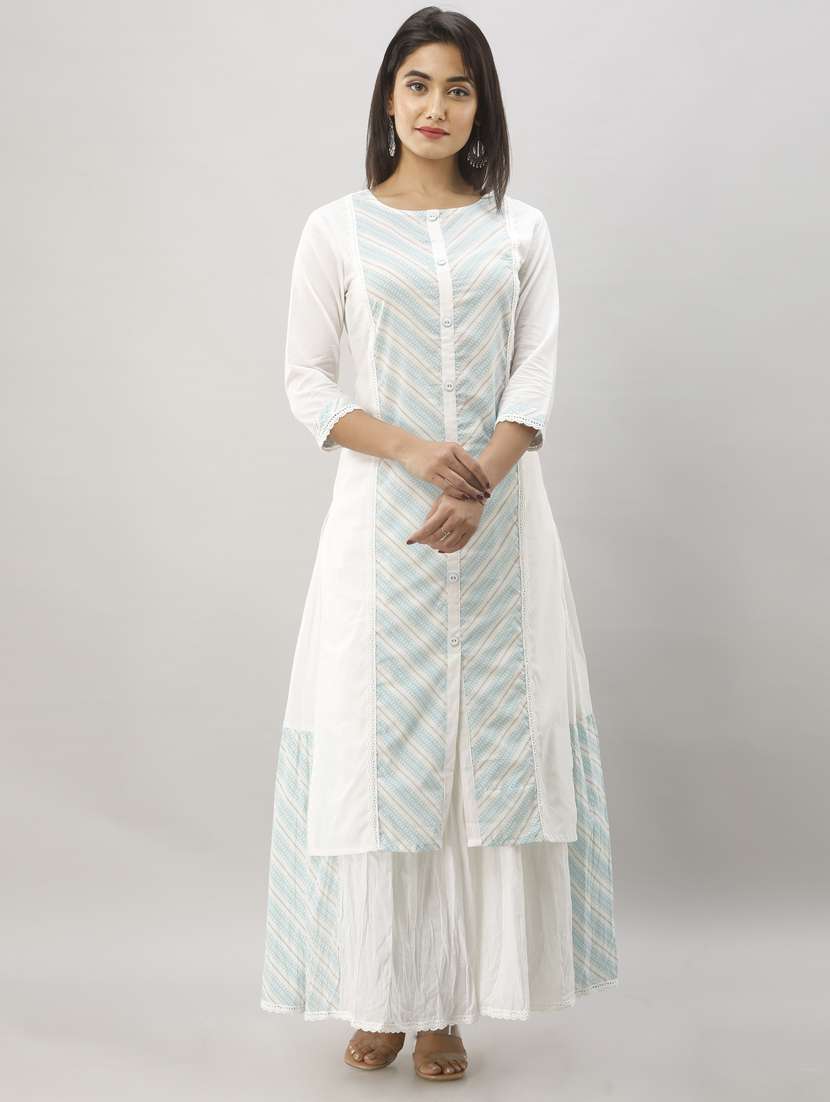 solid kurta skirt set
