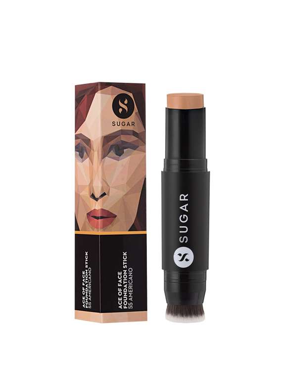 sugar cosmetics ace of face foundation stick - 55 americano (medium deep, warm undertone)