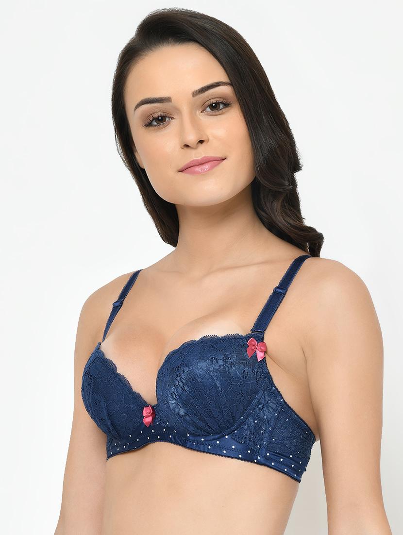 blue polyester push up bra - 17081001 -  Standard Image - 1