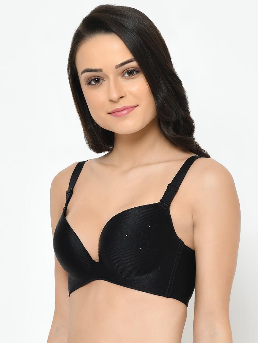 black nylon plunge bra - 17081456 - Standard Image - 1
