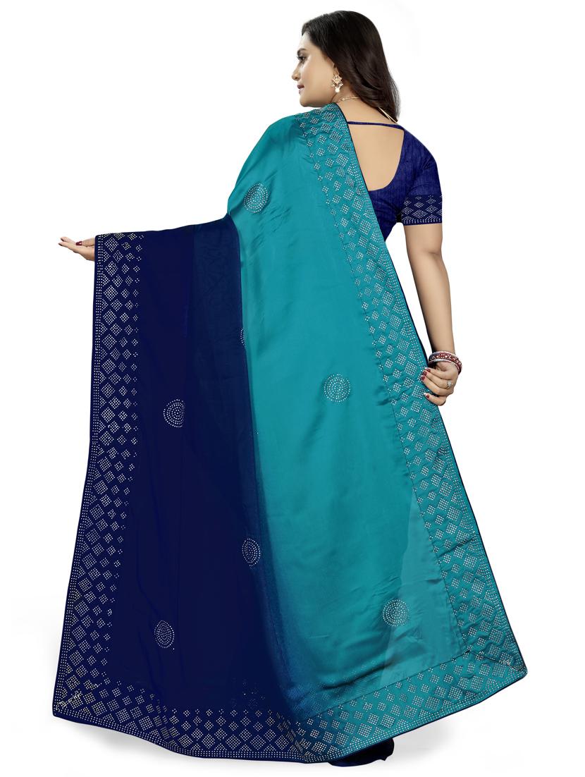 ombre bordered saree with blouse - 17082298 - Standard Image - 1