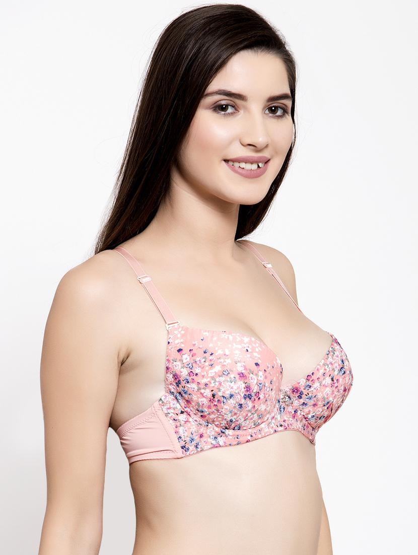 pink polyester push up bra - 17082875 -  Standard Image - 1